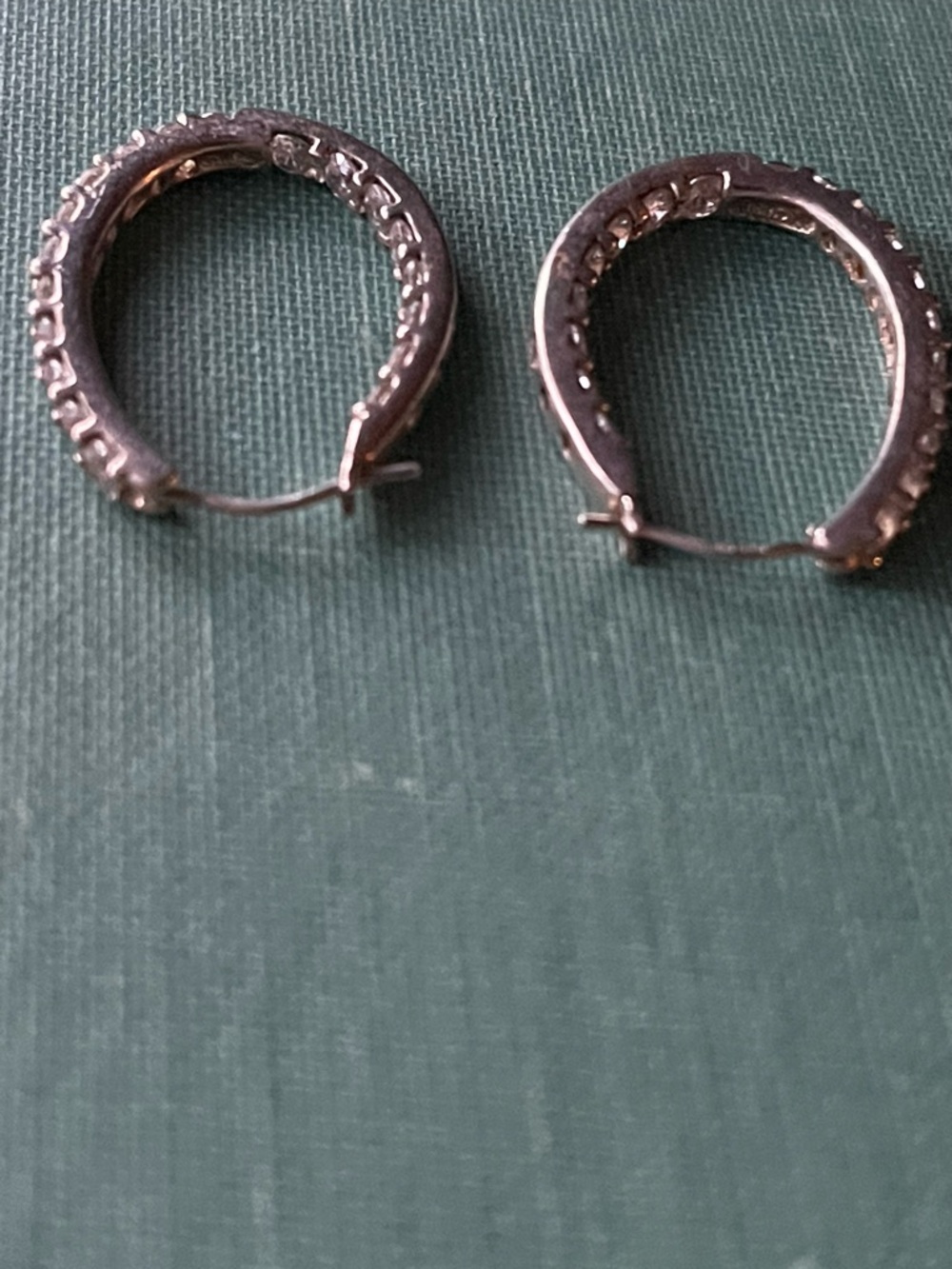 Vintage 925 DQCZ Diamonique Cubic Zirconia Sterling Silver Hoop Earrings 4.99g - Picture 10 of 10